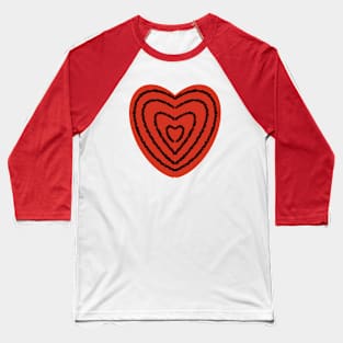 Red Heart on Black Baseball T-Shirt